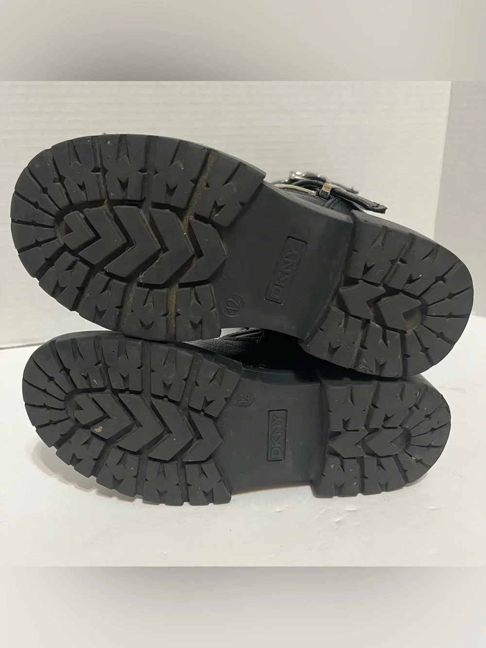 DKNY Black Girls' Mid-Calf Buckle Moto Style Boots EUC Size 12